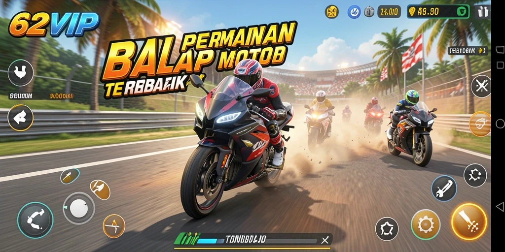 Gameplay mendebarkan di trek balap motor.