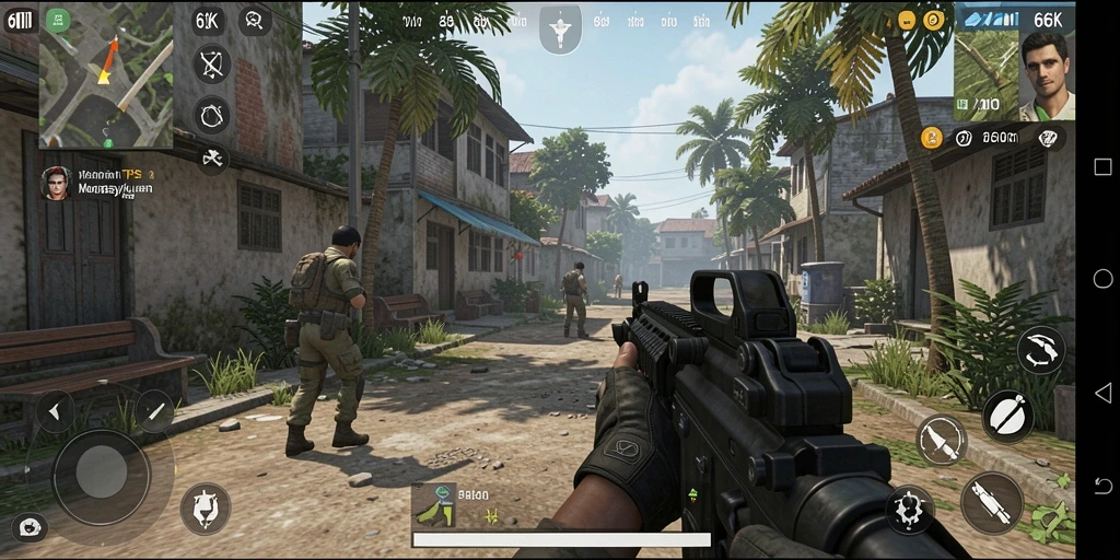 Gameplay seru dengan aksi tembak-menembak di 66K.