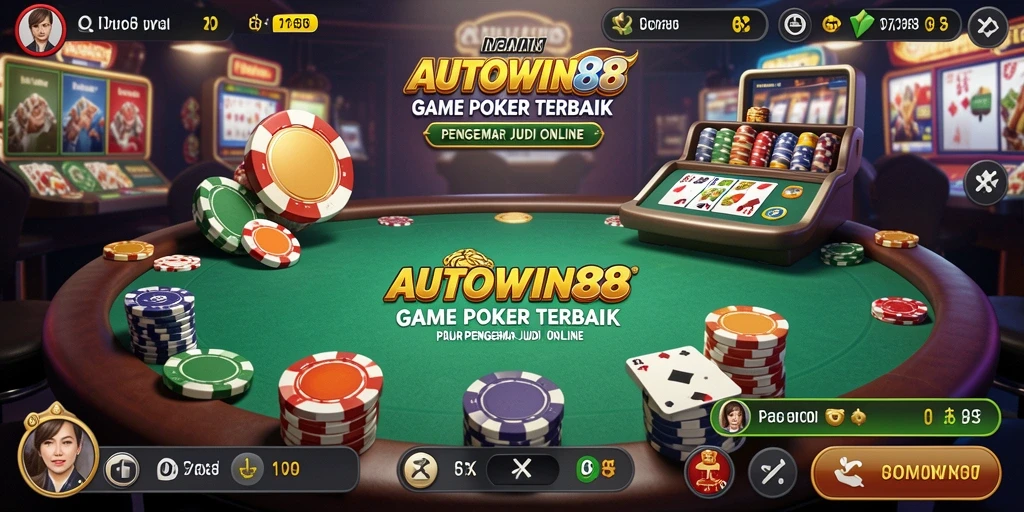 Tampilan gameplay Poker yang mendebarkan di AUTOWIN88.