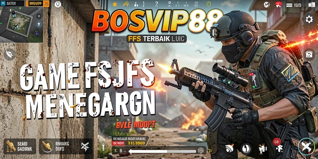 Tangkapan layar BOSVIP88 menampilkan aksi pertempuran intens dalam game FPS.