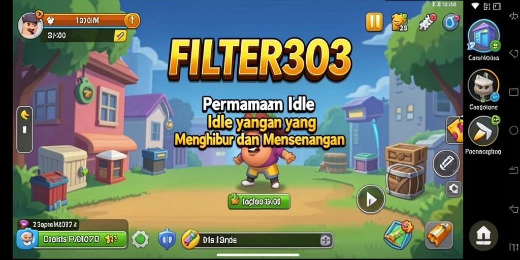 Tampilan gameplay FILTER303 yang menarik dan interaktif dalam mode Idle.