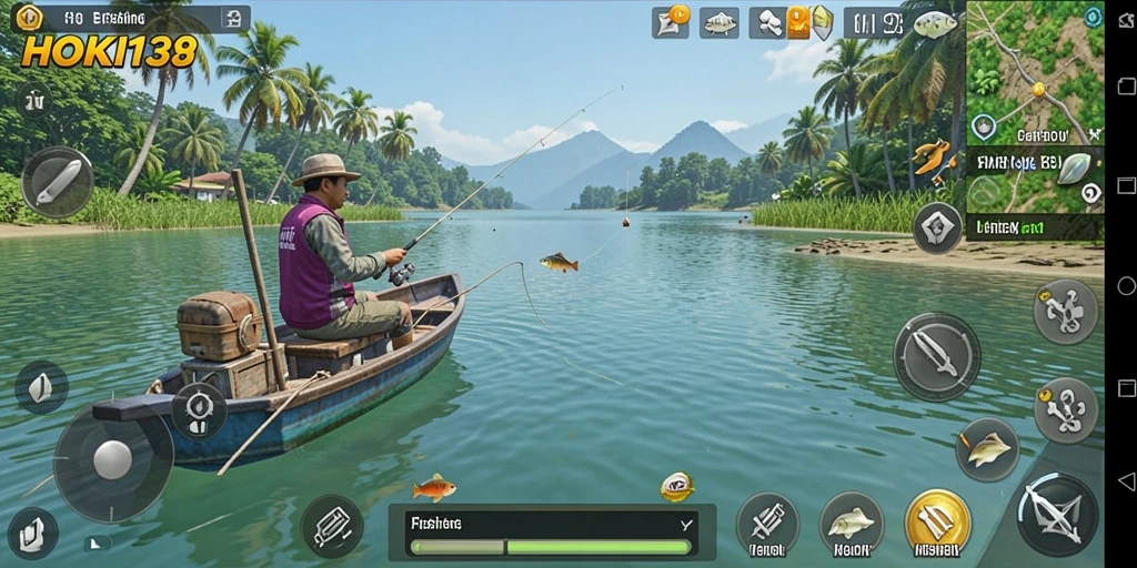 Gameplay HOKI138 yang seru dengan aksi memancing yang mendebarkan.