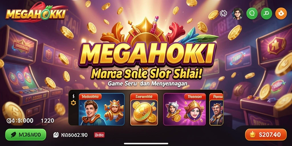Tampilan gameplay menarik dari MEGAHOKI yang penuh dengan warna.