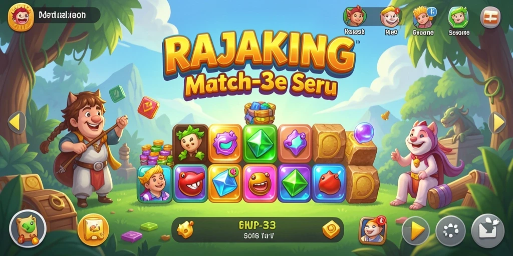 Screenshot gameplay RAJAKING yang penuh warna dan seru.