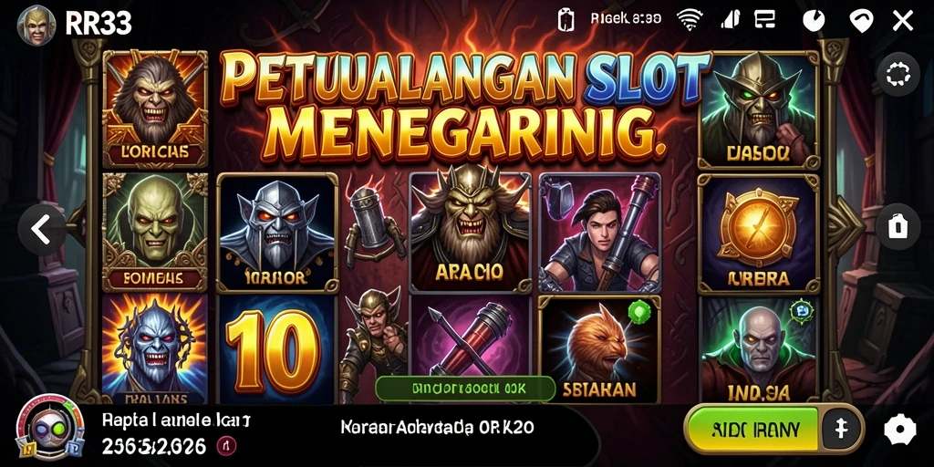 Screenshot permainan RR33 menampilkan visual dan gameplay Slot yang mengesankan.