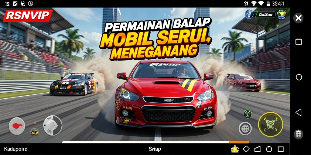 Tangkapan layar gameplay balap mobil RSNVIP yang mendebarkan.