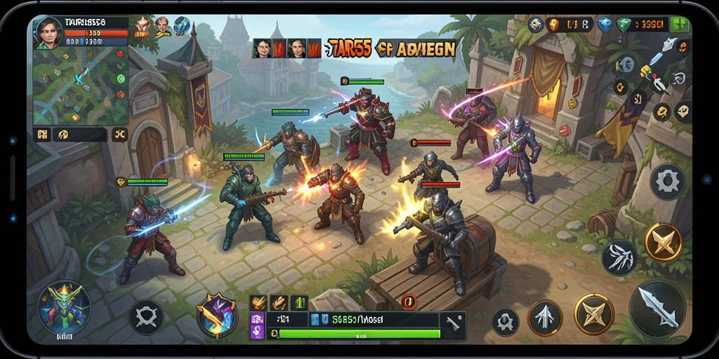 Screenshot TAR555 menampilkan pertarungan seru antar pemain dalam game strategi.