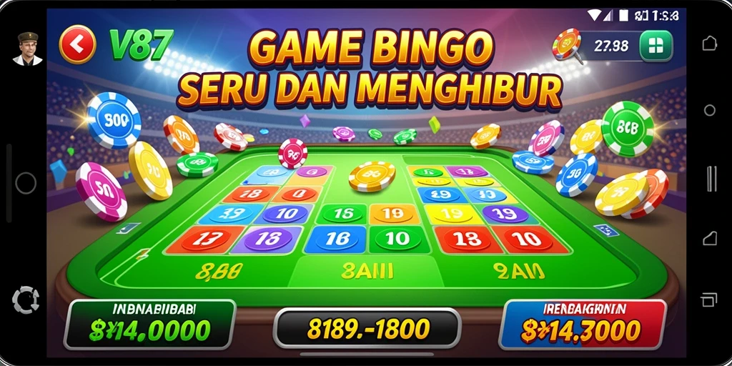Tampilan gameplay Bingo yang seru dan interaktif di V87.